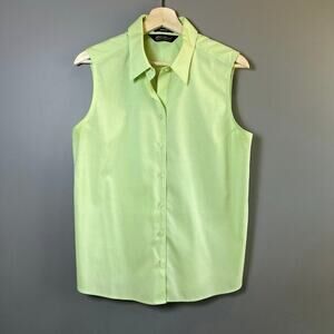 Eddie Bauer Wrinkle Resistant Button Up Sleeveless Green Top Size Large